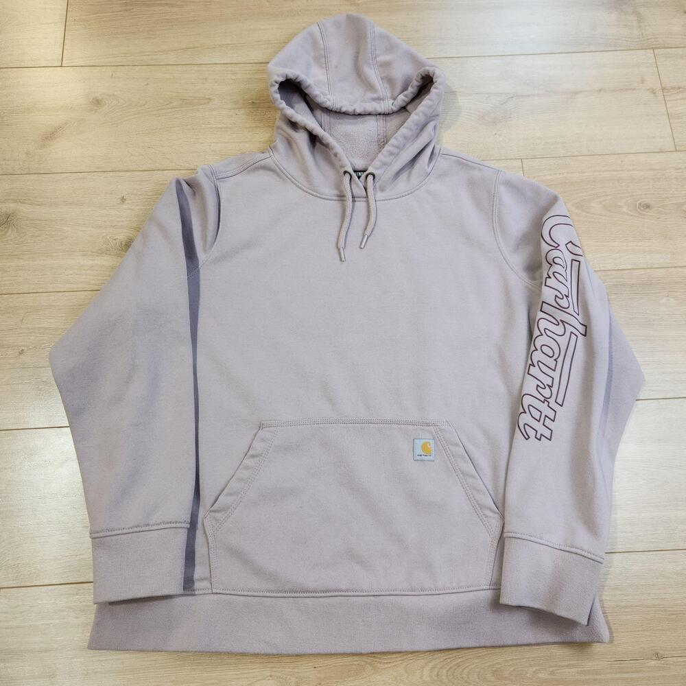 Carhartt Rain Defender Hoodie Sweatshirt Womens 2XL Purple Logo Fleece Pullover